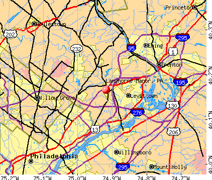 Langhorne Manor, PA map