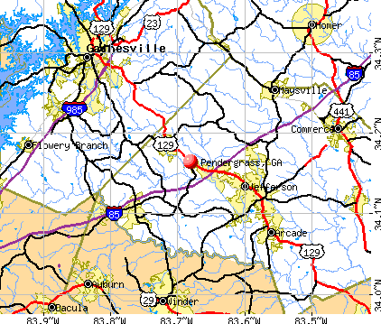 Pendergrass, GA map