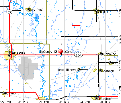McCune, KS map