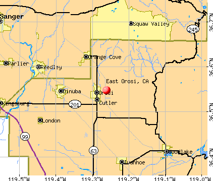 East Orosi, CA map