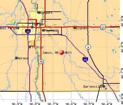 Sabin, MN map