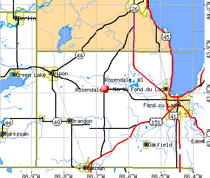 Rosendale, WI map