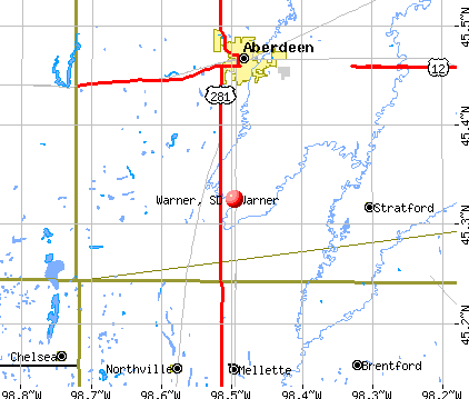 Warner, SD map