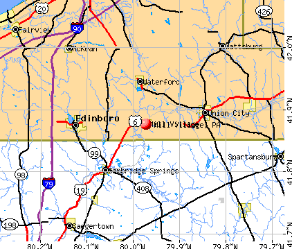 Mill Village, PA map