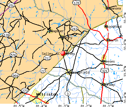 Salley, SC map