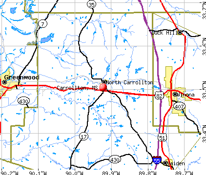 Carrollton, MS map