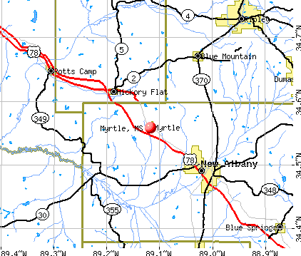 Myrtle, MS map