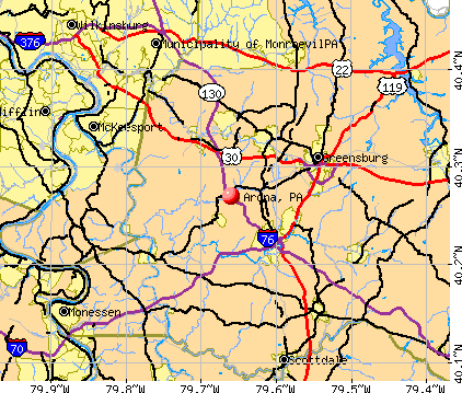 Arona, PA map