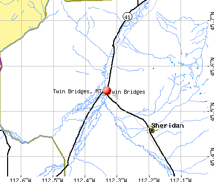 Twin Bridges, MT map