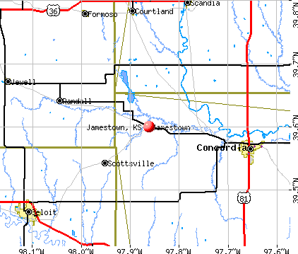 Jamestown, KS map