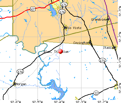 Blum, TX map