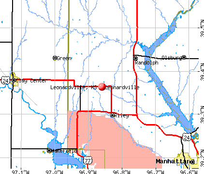 Leonardville, KS map