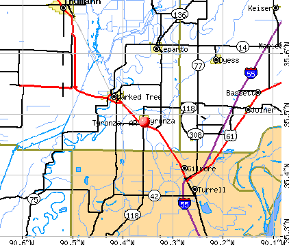 Tyronza, AR map