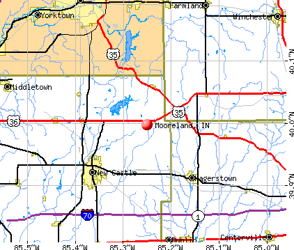 Mooreland, IN map