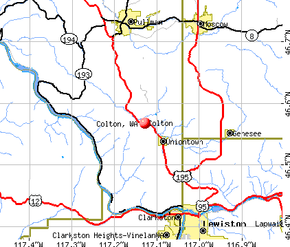 Colton, WA map