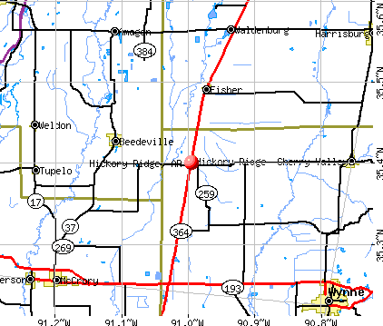Hickory Ridge, AR map