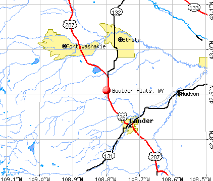 Boulder Flats, WY map
