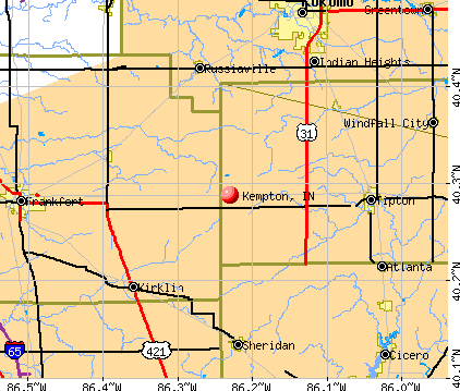 Kempton, IN map