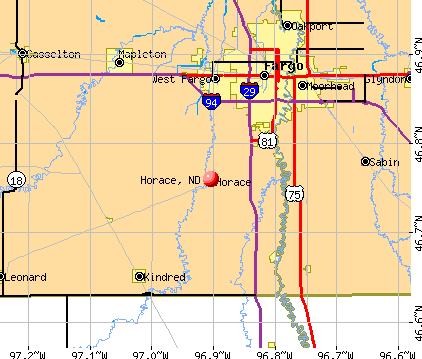 Horace, ND map