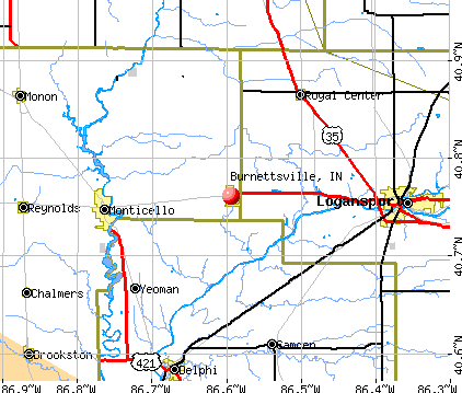 Burnettsville, IN map
