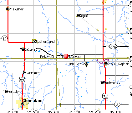 Peterson, IA map