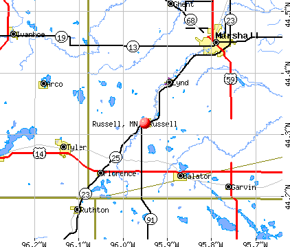 Russell, MN map