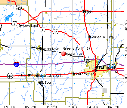 Greens Fork, IN map