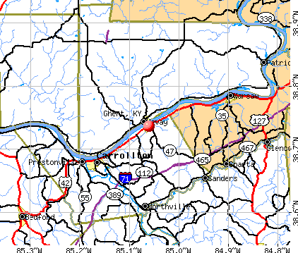 Ghent, KY map
