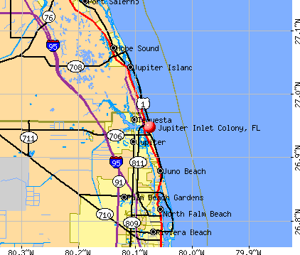 Jupiter Inlet Colony, FL map