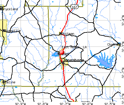 East Hodge, LA map