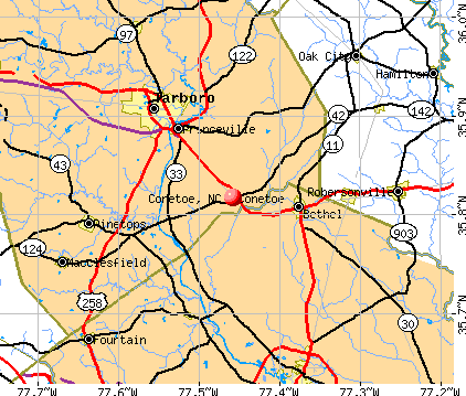 Conetoe, NC map