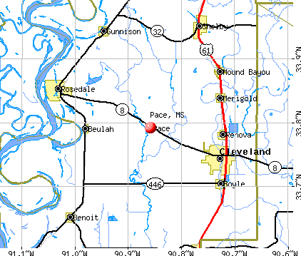 Pace, MS map
