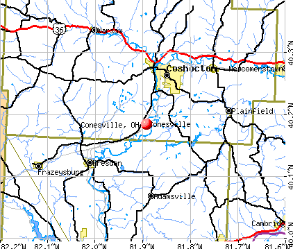 Conesville, OH map
