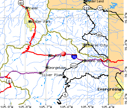 Downieville-Lawson-Dumont, CO map