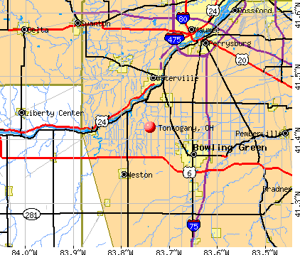 Tontogany, OH map