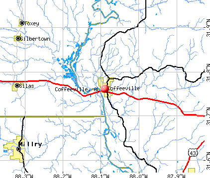 Coffeeville, AL map