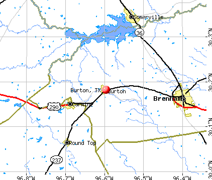 Burton, TX map