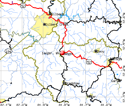 Iaeger, WV map