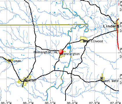 Pennington, AL map