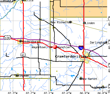 Waynetown, IN map