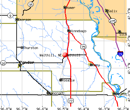 Walthill, NE map