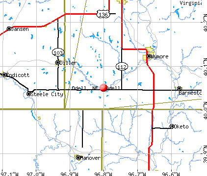 Odell, NE map