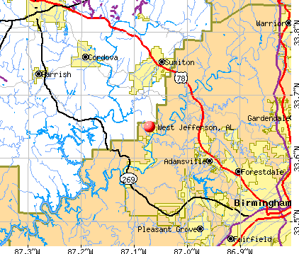 West Jefferson, AL map