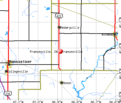 Francesville, IN map