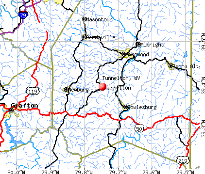 Tunnelton, WV map
