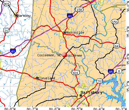 Cooleemee, NC map
