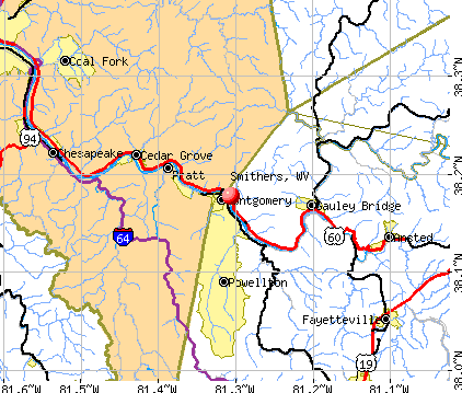 Smithers, WV map