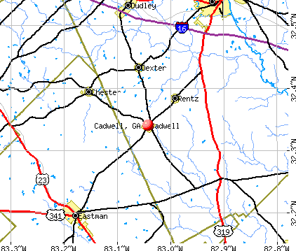 Cadwell, GA map