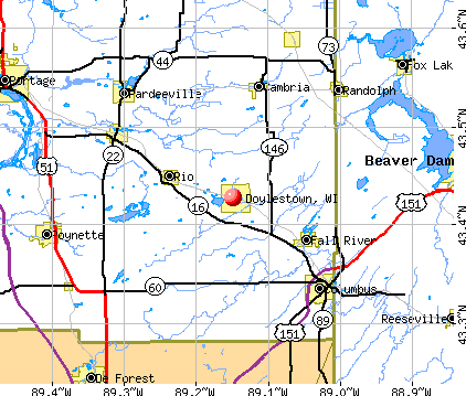 Doylestown, WI map