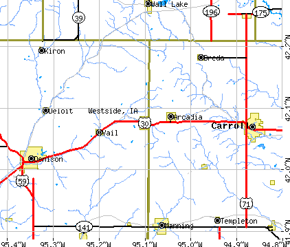 Westside, IA map